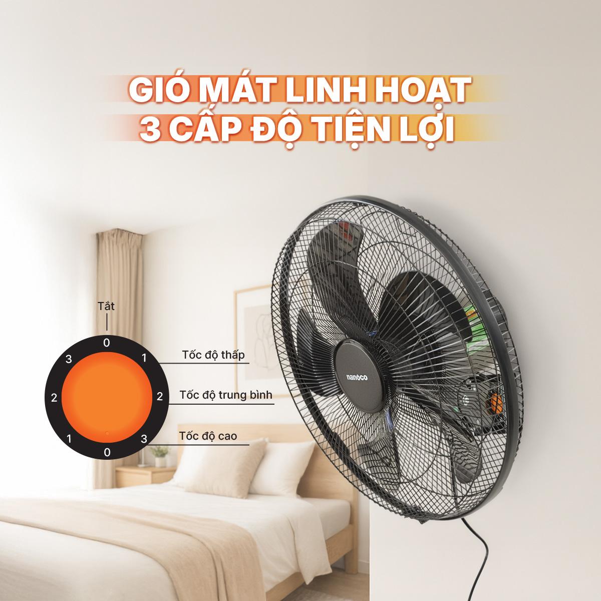 Quạt treo CN, bạc đạn, màu đen