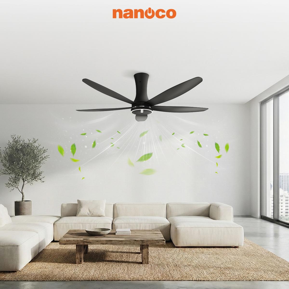 Quạt trần 5 cánh nhựa, động cơ BLDC, ti 33cm