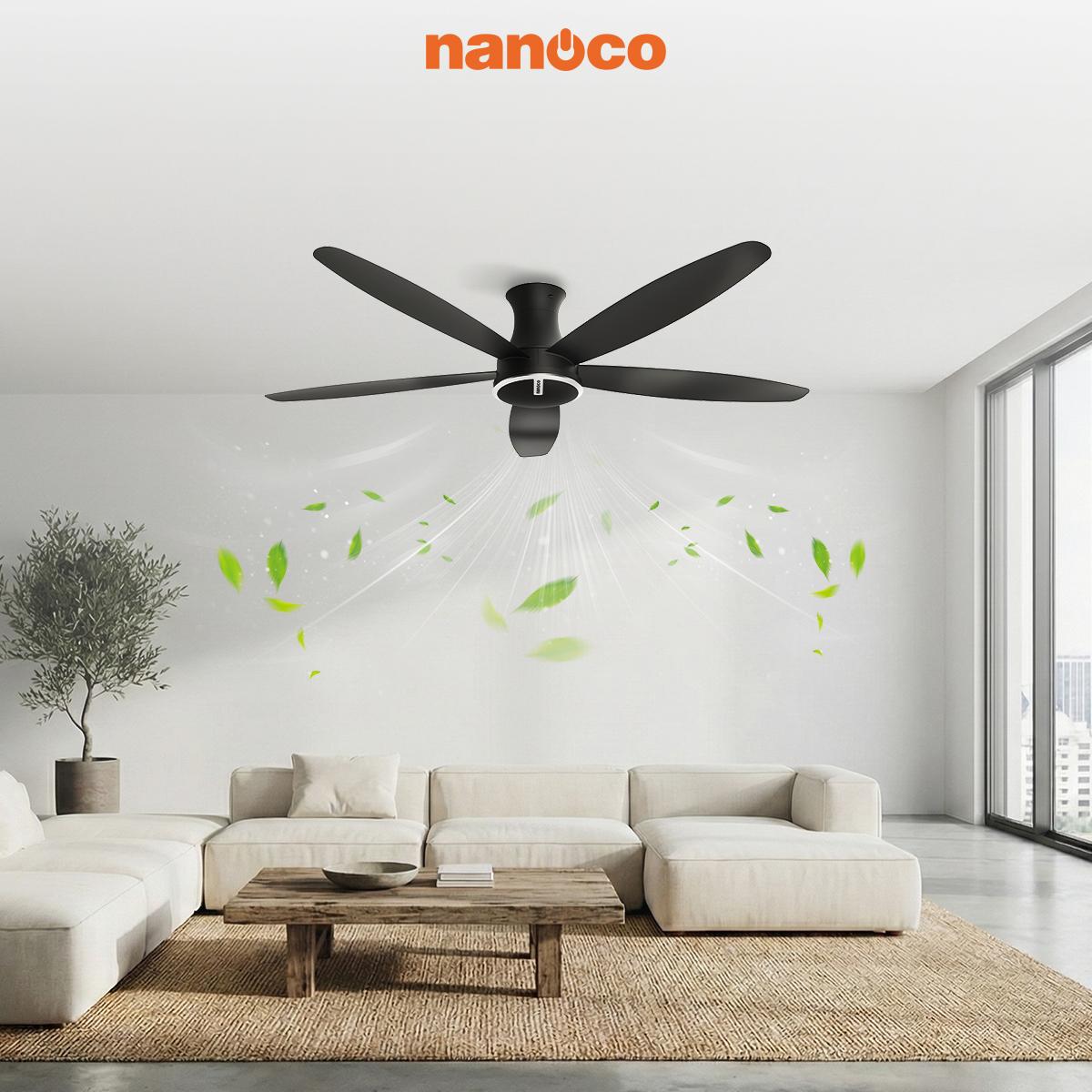 Quạt trần 5 cánh nhựa, động cơ BLDC, ti 23cm