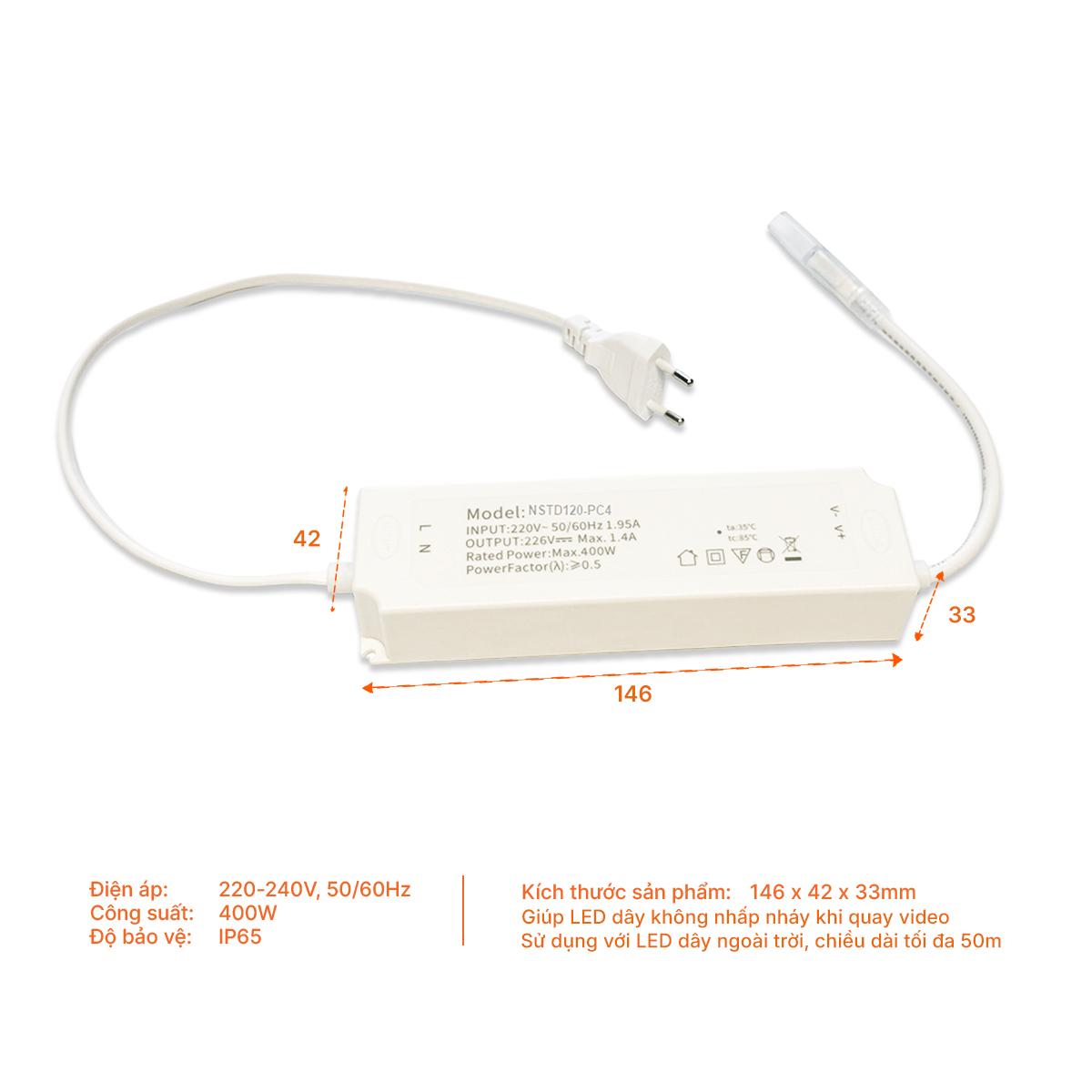 Nguồn đèn LED dây ngoài trời Non Flicker