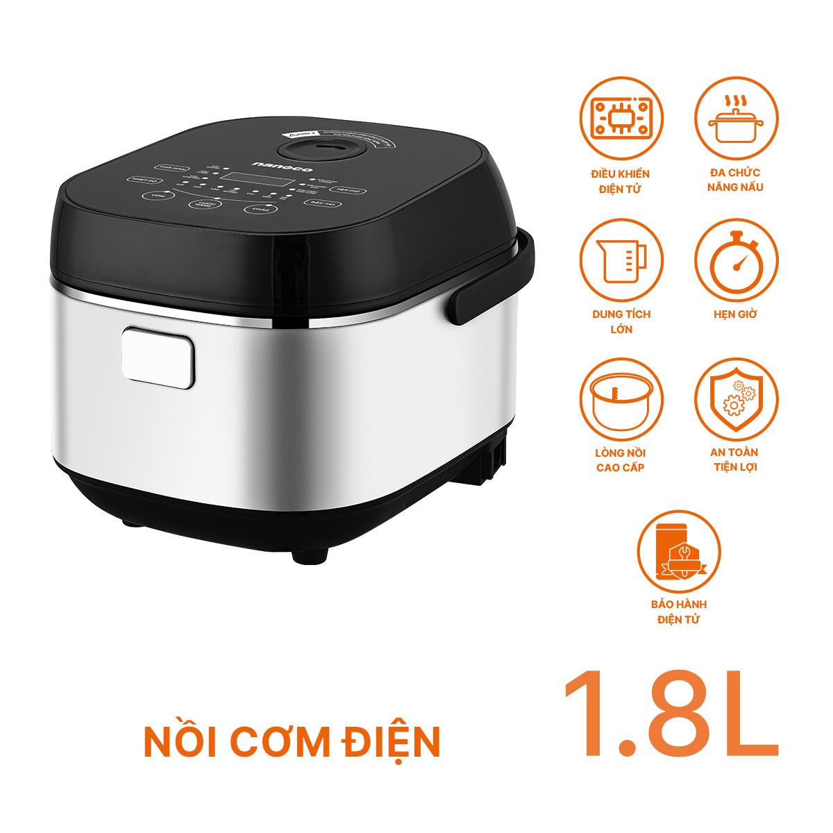 Nồi cơm điện nắp gài, 1.8L, màu đen