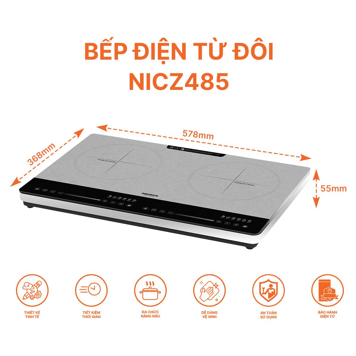 Bếp điện từ đôi Nanoco, NICZ485