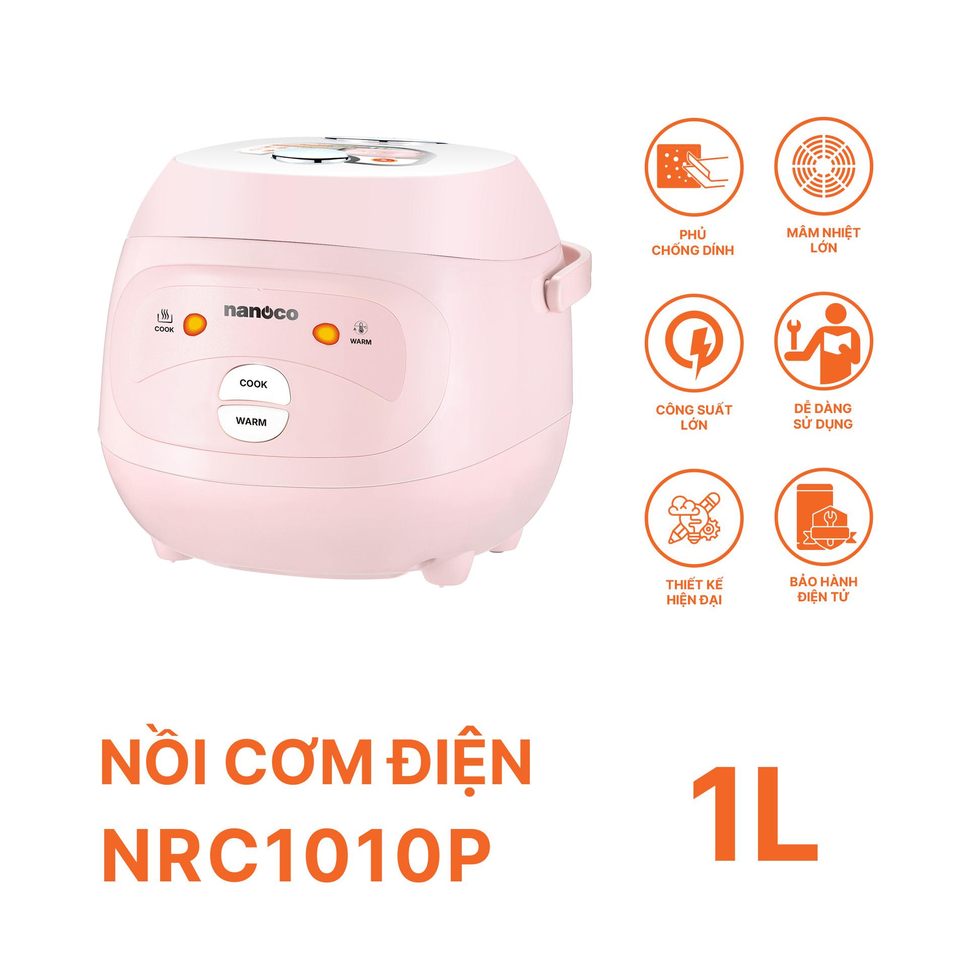 Nồi cơm điện nắp gài, 1.0L, màu hồng