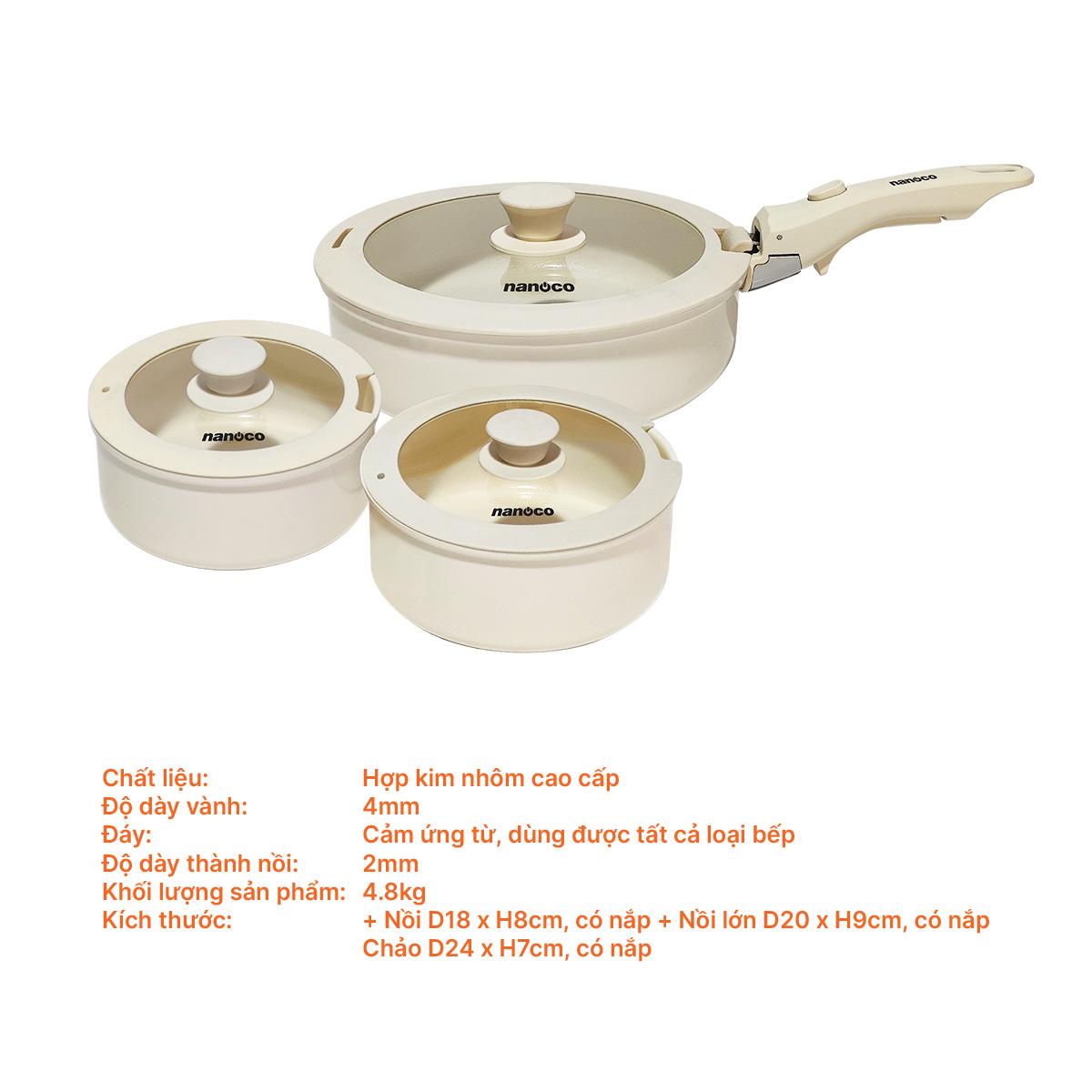 Bộ nồi chảo chống dính,D18-D20, D24, 4mm
