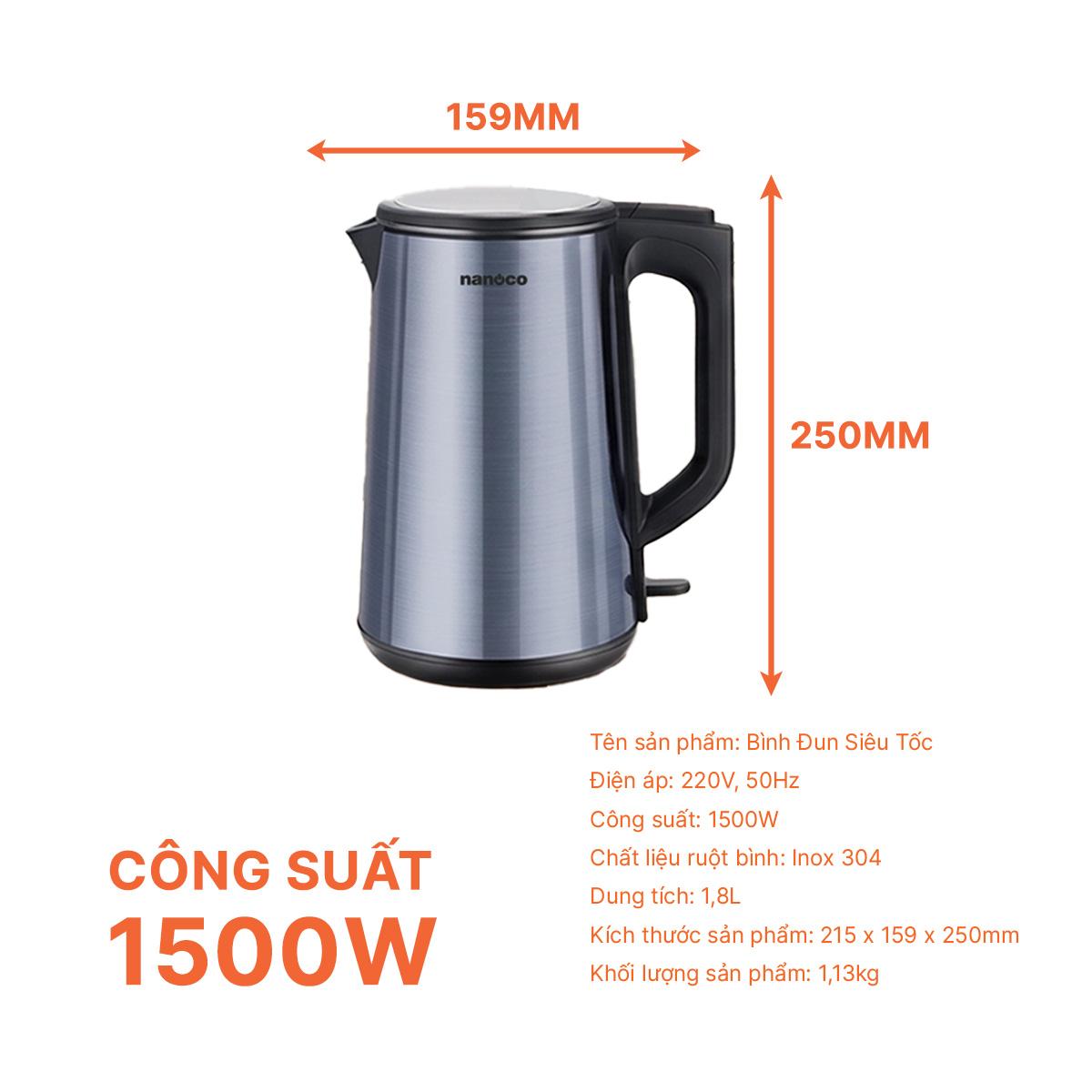Bình đun siêu tốc, 1.8L, NKT1819