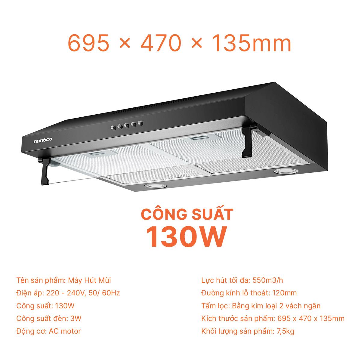 Hút mùi classic, 70 cm, hút mùi NRH703B