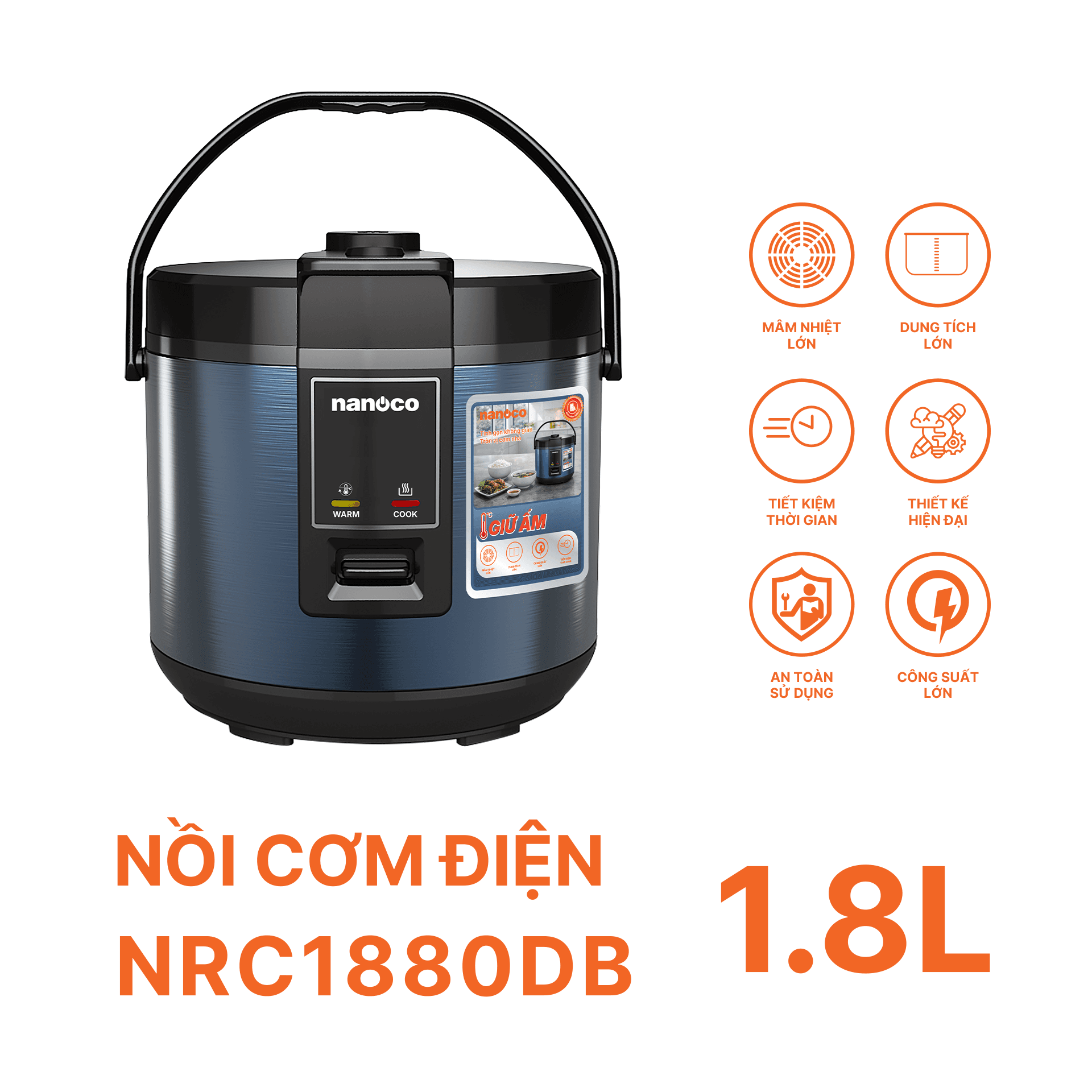 Nồi cơm nắp gài, 1.8L, NRC1880DB