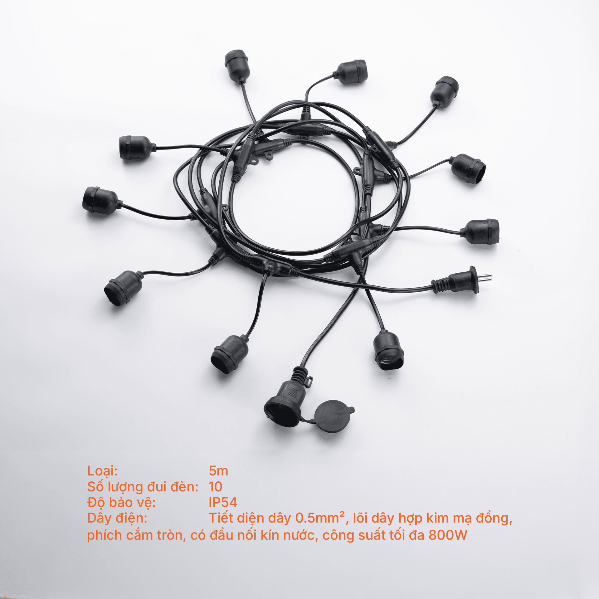 Dây đui đèn bulb E27 kín nước Nanoco