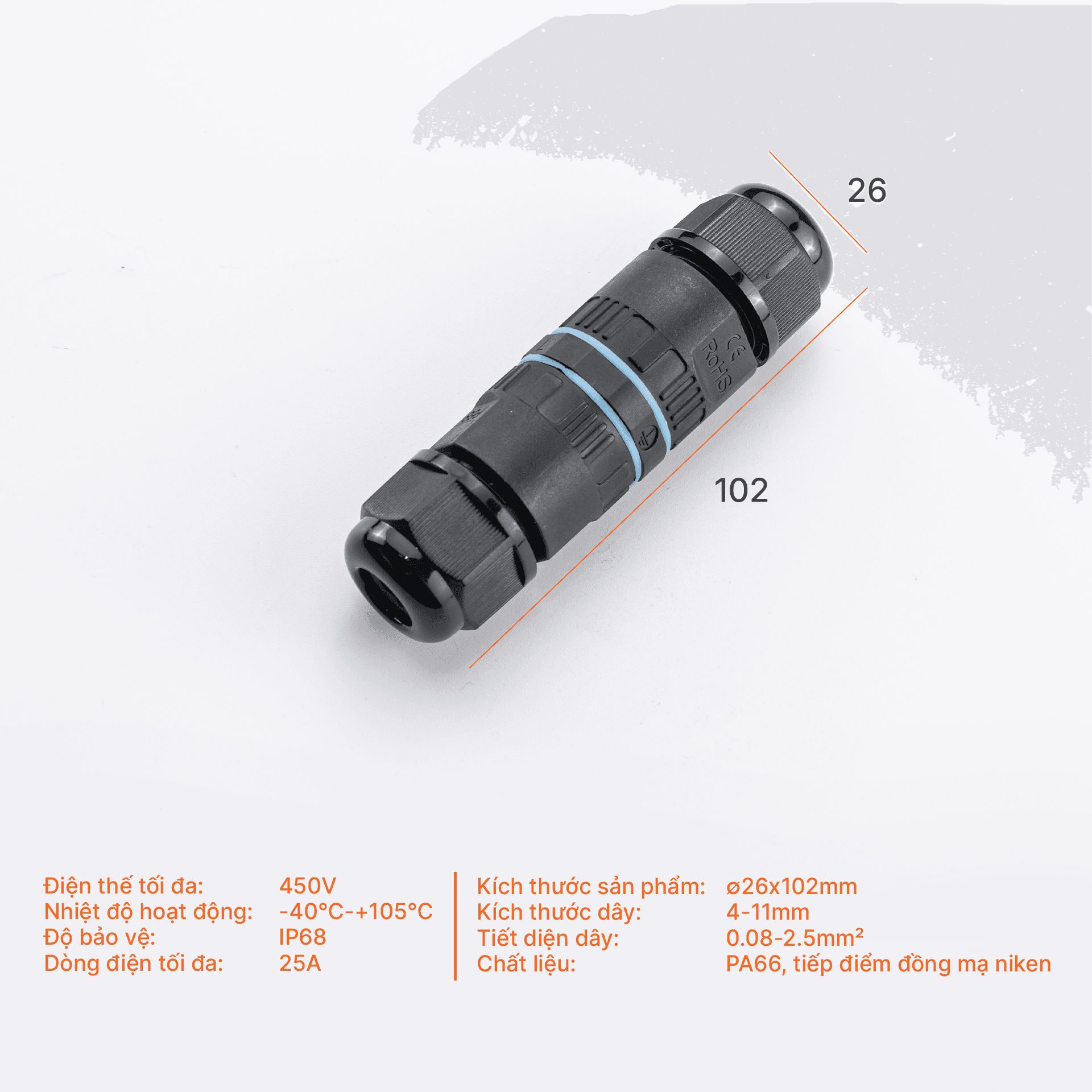 Đầu nối dây kín nước IP68 Nanoco
