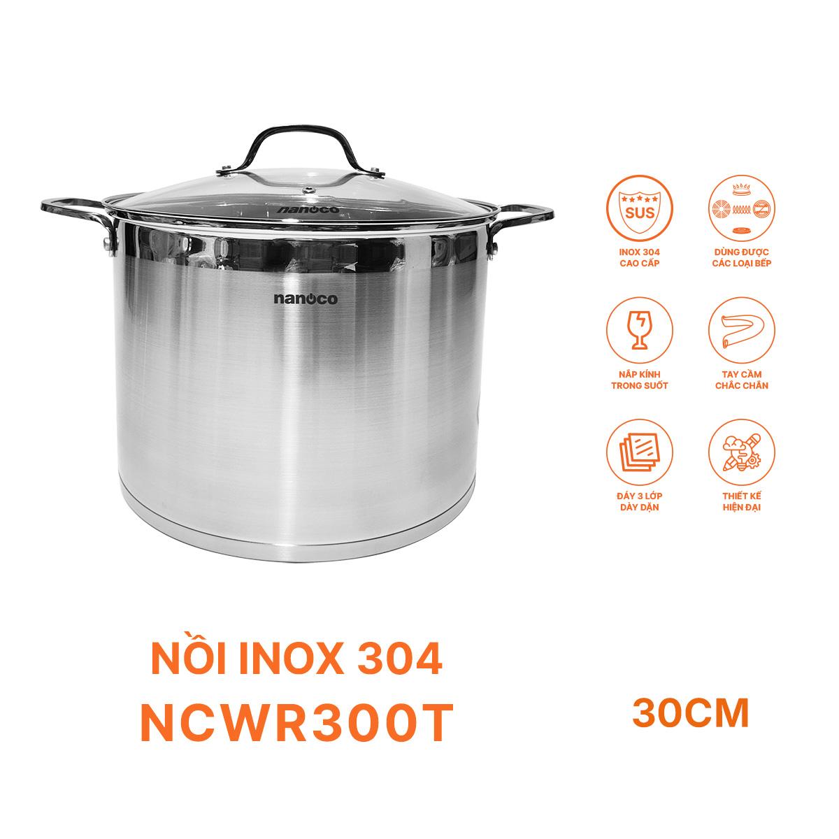 Nồi inox 304 lớn, 30cm