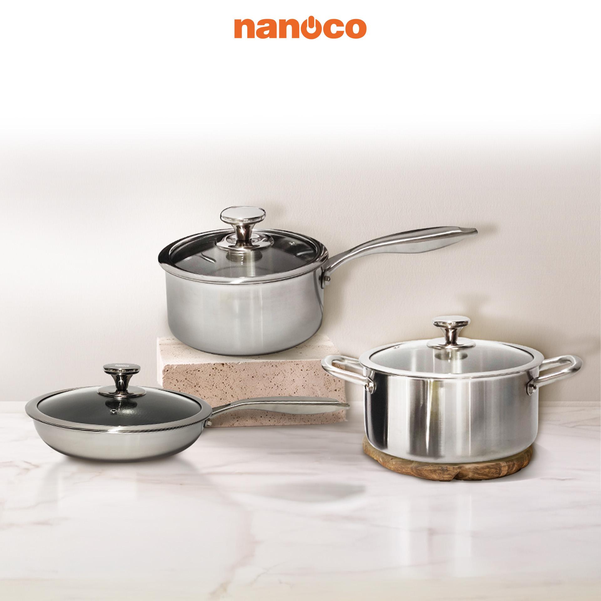 Bộ nồi chảo inox 304, 3 lớp, 2mm