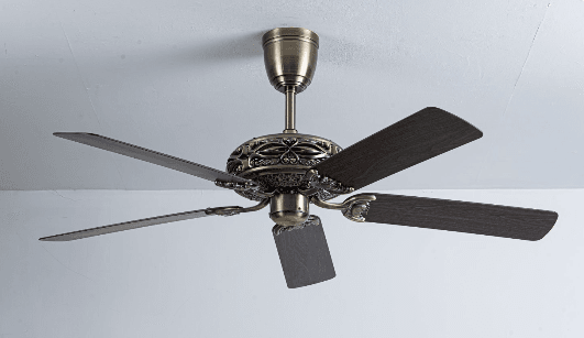 Quạt trần trang trí 5 cánh nhựa, màu gỗ, động cơ DC, remote