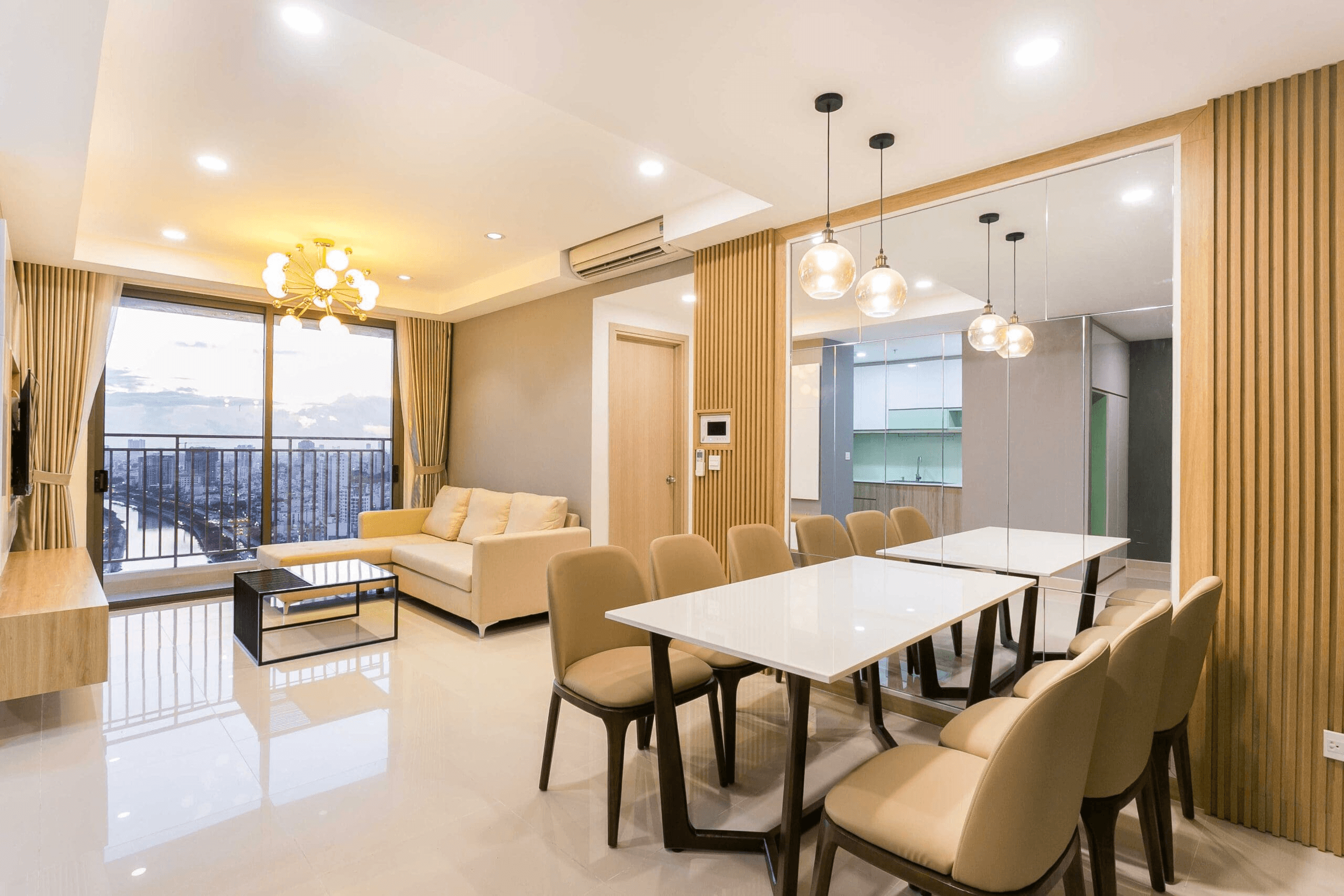 Modern apartment with elegant lighting