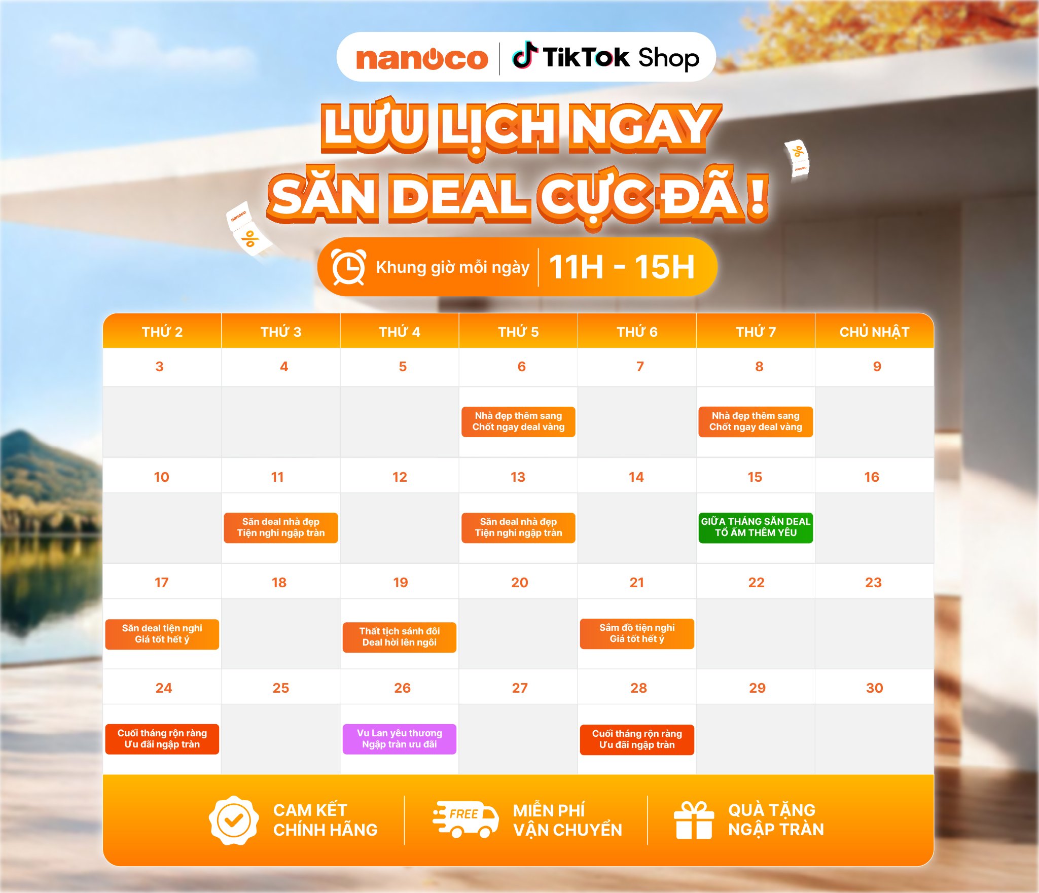 NANOCO x TIKTOKSHOP LỊCH LIVESTREAM THÁNG 8 DEAL HỜI NGẬP TRÀN